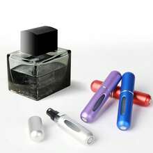 Efillable Perfume Atomizer Bottle, Pocket Cologne Sprayer, Travel Mini Perfume Atomizer Container Multicolor Perfume Spray, Scent Pump Case For Traveling 3 Pcs Pack Of 5ml, Blue-Silver-Rose Random Color