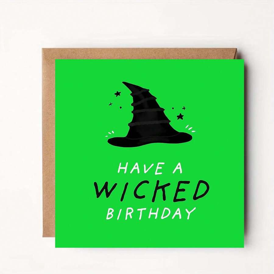 Evil Birthday Card - Fun Witch Hat Design - Halloween Birthday Card For Friends, Close Friends, Family, Him Or Her - Magical Green Theme