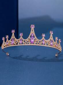 1pc Elegant Palace Style Rhinestone Studded Crown, Suitable For Performance, Birthday, Party, Flower Girl, Photo Shooting, High-End Decorative Kids Hair Accessory