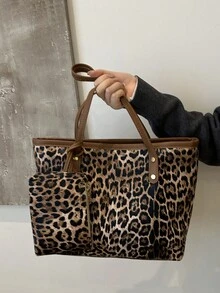 Women's Fashion Commuting & Shopping Shoulder Tote Bag, Large Capacity, Suitable For Dating - Brown - View 6