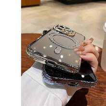 Wireless Charging Compatible Gorgeous Shiny Gold-Plated Magnetic Clear Phone Case For Redmi Apple Electroplated Clear Soft Case Waterproof Shockproof Anti-Fall Scratch Resistant - Gold - View 5