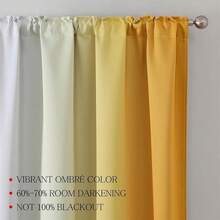 MIUCO Blackout Curtains & Drapes For Bedroom Living Room 84 Inches Long Purple And White Room Darkening Ombre Curtains Rod Pocket & Back Tab Curtains Thermal Insulated Light Blocking 2 Panels Set-FUNALING - 黃色 - 查看 3
