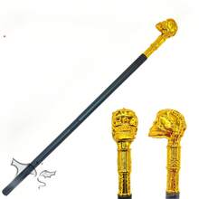 1 件狮子头骨手杖，2 件可拆卸，复古精致时尚优雅高端英国绅士舞台化妆服装道具 [手工印制，每件不同，不影响使用]