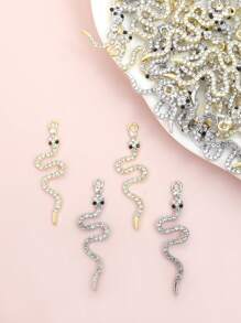10 piezas de encantos de artesanía de serpiente incrustados con diamantes de imitación populares en Europa y América, para hacer joyas de personalidad de moda para hombres y mujeres, estilo punk, diseño de animales de llavero de pendientes y collar de aleación de moda para fiestas y decoración de banquete