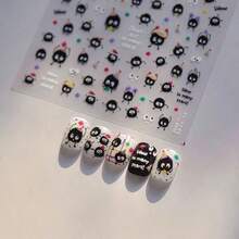1pc Anime Cartoon Nail Stickers - Cute Self-Adhesive Glossy Nail Decoration Stickers With Skull, Flower, Star Patterns, No Formaldehyde Plastic Stickers, Suitable For DIY Nail Art, Parties And Holiday Events - Nhiều màu - Xem 3
