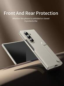 Hadaasi 1pc Multi-Color Vertical Stand Foldable Screen Metal Lens Ring Skin-Friendly Matte Business Minimalist Unisex Adjustable Stand Front Frame + Back Cover 2-In-1 Flip Case For Samsung Galaxy Z Fold 7/ Z Fold 6/Z Fold 5/Z Fold 4/Z Fold3 - Multicolor - View 7