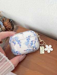 Blue Ombre Floral Design Protective Case, Compatible With Apple , Anti-Scratch And Drop Protection - Clear - View 3