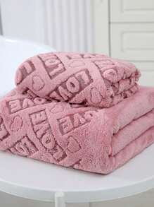 Coral Fleece Soft & Comfortable Absorbent, Quick-Dry Romantic Love, Jacquard Floral Bath Towel, 1pc Or Bath Towel 1pc, Best Gift For Your Loved One For Beauty Salon Home Bathroom Shower Towels For Beaty Salon, Hotel Sports,Home Essentials, Towel, Skin Care Bath Towel Sheet