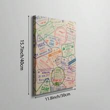 1 件护照印章墙面艺术画复古旅行帆布印刷画世界城市海报卧室、客厅、宿舍墙壁装饰酷炫装饰无框或无框
