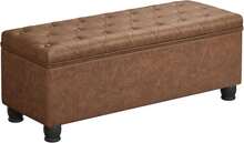 Storage Ottoman, Storage Bench, Tufted Entryway Bedroom Bench, 17.7 X 46.5 X 17.7 Inches, Hinges Easy Lid Operation, Wooden Legs, Synthetic Leather, Loads 330 Lb, Coffee Brown ULOM071K01,8059557 - 亮橙色 - 查看 1