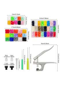盒装 100/150/240/360 套 T5 圆形按扣，塑料 4 件套按扣套件，含工具，适用于 DIY 缝纫、服装、包袋修补、手工艺品