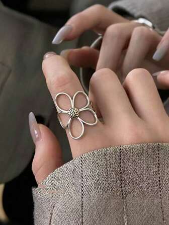 Rings For Women, Handmade Minimalist Couple Rings, Simple Flower Big Ring, Party Jewelry Gift, Prevent Allergies