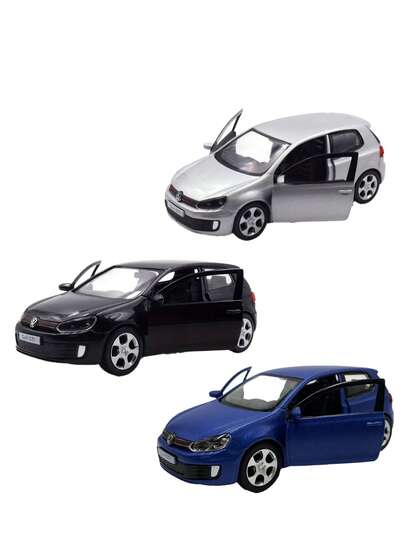 Volkswagen Golf modellbil i skala 1:36, diecast, svarta/blå/silver-alternativ, bakhjulsdrift, mjuk glidning, öppningsbara dörrar, detaljerad replika, leksak för pojkar och flickor, samlarobjekt och dekor, jul-/halloween-/födelsedagspresent