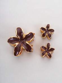 3pcs Zinc Alloy Enamel Lily Flower Hair Clips, Cute Girls Summer Beach Holiday Hair Clips, Daisy Flower Elegant Hair Clips, Women's Half-Covered Hair Clips, Hair Claws, Fairy Hair Clips (Random Style Paper Board), Fashion Hair Clips Accessories For Autumn/Winter Elegant Claw Clip Holiday Essential Hair Accessories - Brown - View 4