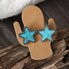 Set de cercei și colier cu cactus, stea, cap de taur, inimă și turcoaz