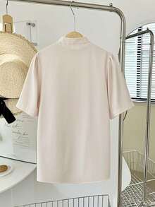 Freeform Reminder: (Recommend Choosing One Size Smaller As The Size Runs Large) New Spring/Summer Women's V-Neck Shirt, Autumn/Winter Blouse, Elegant Business Casual Vacation High-Quality Versatile Slim Cute Top, Retro Korean Style - White Brown - View 5