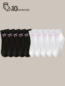 40 件/20 件/10 件男童女童儿童袜子套装 - 糖果色条纹纯色蝴蝶结/心形/涂鸦设计，柔软透气，男女通用婴儿幼儿青少年踝袜/中筒袜，适合学校运动日常穿着，青少年学生短袜/中筒袜，4 季黑白灰多色混合，儿童袜子，娃娃裙，猎豹印花，粉色袜子 - 彩色 - 查看 40
