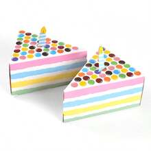 8/16pcs Triangular-Shaped Cake-Shaped Birthday Party Creative Gift Box In Pastel Colors - Cute Sweet Candies Display On The Table - Candy Box