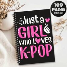 1本K-Pop主题涂色笔记本，包含4个独特的卡通人物设计 - 时尚螺旋笔记本，男女皆宜，是办公室、学校的创意礼物之选