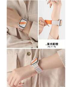 1 件男女通用硅胶磁性表带，兼容 ，薄硅胶磁性表带，兼容 42mm 38mm 40mm 41mm 44mm 45mm 46mm 49mm，时尚智能手表替换表带，兼容 系列 Ultra2、Ultra SE2、SE、10、9、8、7、6、5、4、3 - 巧克力棕 - 查看 6