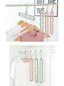 5pcs Random Color Multi-Functional 9-Hole Space Saving Folding Clothes Hanger, Home & Dorm Hanging Rack - Multicolor - View 9