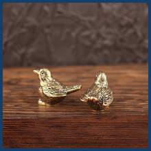 Vintage Decorative Mini Retro Brass Bird Statue, Retro Sparrow Sculpture For Living Room, Bedroom, Home Office Desk Decor, Gold Animal Ornament Figurine, Cute Desk Accessory, Kitchen/Office Whiteboard Storage Cabinet Personalized Decor, Housewarming & Gift - 銅色 - 查看 2