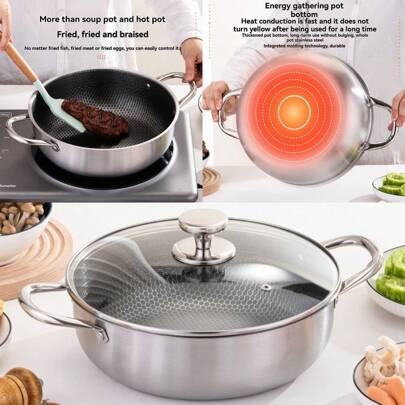 1 pieza Mango de tapa de olla Hogar Tapa de vidrio templado resistente a altas temperaturas Tapa de sartén universal de acero inoxidable Transparente