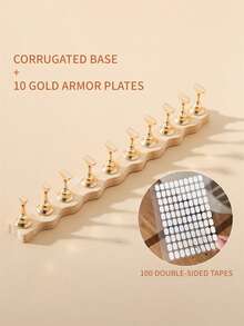 日式美甲练习底座，简约木质风格指甲托，金属指甲板托，可穿戴美甲工具，适合美甲店和个人使用