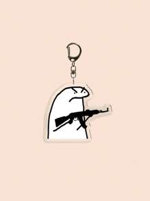 1 pieza Llavero de personaje de dibujos animados blanco popular, dije de mochila acrílico con expresión antropomórfica divertida y de amor, regalo para amantes y fans, para útiles escolares, de vuelta a clases