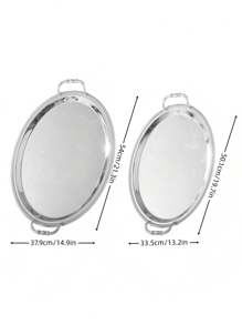 1pc,Or 2pcs,Luxury Leaf-Engraved Silver Tray - Electroplated Pure Iron Art Decor With Mirror Finish,Handcrafted Floral Metal Centerpiece For Dining Table/Wedding/Display Shelf | Nature-Inspired Luxury Home Accessories