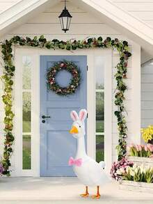 3 件水泥鹅服装草坪鹅雕像衣服兔耳帽和领结尾巴适合派对庭院户外