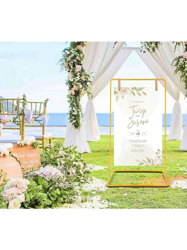 1 Set Metal Wedding Signage Stand - Heavy Duty Welcome Arch With Removable Sign, Modern Design, Suitable For Weddings, Birthdays, Events And Display Stands, Flowers And Posters Not Included, Wedding Decor, Baby Shower, Party Supplies, Decorations, Christmas