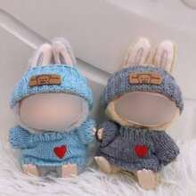 [Clothes Only] Compatible With 1st & 2nd Generation Doll, Cozy Heart Sweater + Bear Beanie Set, Cute & Warm Autumn/Winter Outfit (For Labubu / Compatible With Labubu) - Multicolor - View 12