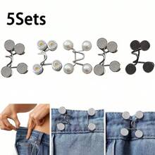 2/5/10 Juegos de ajustadores de cintura de pantalón, conjunto de hebillas ajustables para pantalones vaqueros sueltos, clips para cintura sin necesidad de coser, broche para apretar la cinturilla de pantalones, jeans y faldas