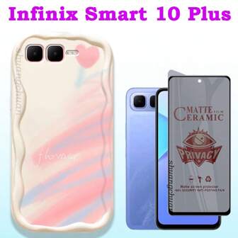 2pcs Screen Protector Soft Film & Protective Case For Infinix Smart 10 Plus Phone, Shock-Proof And Anti-Drop, Privacy Protection Film