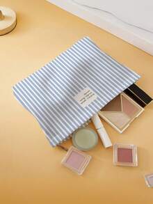 O geantă de depozitare simplă și la modă, cu fermoar, cu dungi multicolore, o geantă de machiaj ușoară și o geantă de machiaj, o geantă de toaletă multifuncțională, potrivită pentru depozitarea zilnică a cosmeticelor, geantă de cărți și depozitarea papetăriei, potrivită pentru utilizare în toate anotimpurile, geantă de toaletă de călătorie, geantă de spălare, geantă de duș, capacitate mare pentru femei, cuburi de ambalare, esențiale pentru călătorii, esențiale pentru croazieră, esențiale pentru vacanță. - Multicolor - Vizualizare 4