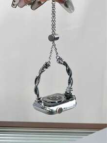 1 件时尚金属智能表带，十字全钻兼容 表带兼容 表带女款，兼容 Apple Watch38/40/41/42/44/45/46/49 毫米，兼容 Series Ultra/SE/10/9/8/7/6/5/4/3/2/1，腕带长度调节简单易操作，适合赠送朋友女朋友 - 銀色 - 查看 4