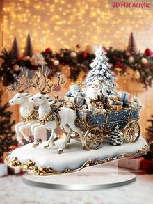 1 pezzo di decorazione piatta in acrilico 2D di Babbo Natale che tira la slitta delle renne - (20cm/7,87 pollici) adatta per casa, regalo di compleanno, ufficio, camera, attraccapanni, decorazione soggiorno, durevole e impermeabile - il regalo migliore per amici e famiglia