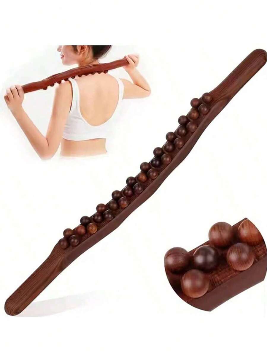 1pc 37-Bead 3-Row Massage Roller, Full Body Massage, Meridian Massage, Back Scraping Gua Sha, Salon Back Massage, Muscle Scraping Gua Sha Massage Stick - Multicolor - View 1