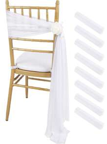 16pcs/Set 20x275cm White Chair Sash, Aisle Wedding Ceremony Decorative Sheer Organza Chair Cover Fabric
