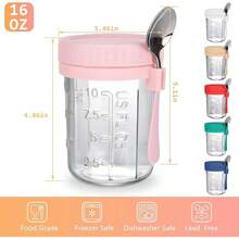 Tarro de Avena de Vidrio de 16 oz, Tarro Sellado de Gran Capacidad, Juego de 6 Contenedores de Avena Nocturna con Tapas y Cucharas, para Almacenar Leche, Cereales, Frutas - mezclado - Ver 2