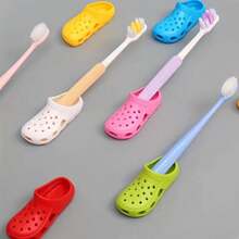 5 Peças Organizadores de Escovas de Dente em Formato Fofo de Chinelo Mini - Suportes de Armazenamento Montados na Parede para o Banheiro e Porta-Canetas sem Furar, Ideal para Organização de Cozinha/Banheiro/Escrivaninha