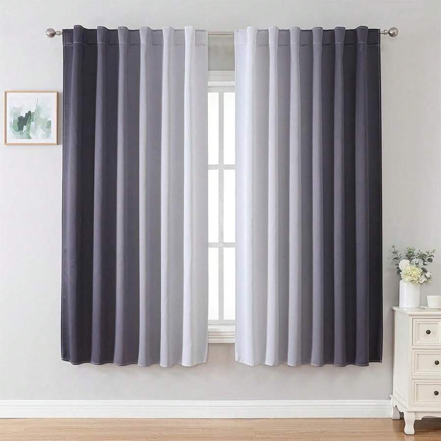 MIUCO Blackout Curtains & Drapes For Bedroom Living Room 84 Inches Long Purple And White Room Darkening Ombre Curtains Rod Pocket & Back Tab Curtains Thermal Insulated Light Blocking 2 Panels Set-FUNALING - 灰色 - 查看 1
