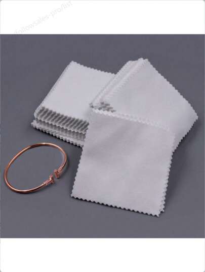 100 piezas Nuevo paño de pulido de joyería de unicolor plateado, paño de limpieza de gafas, paño de mantenimiento de joyería y relojes