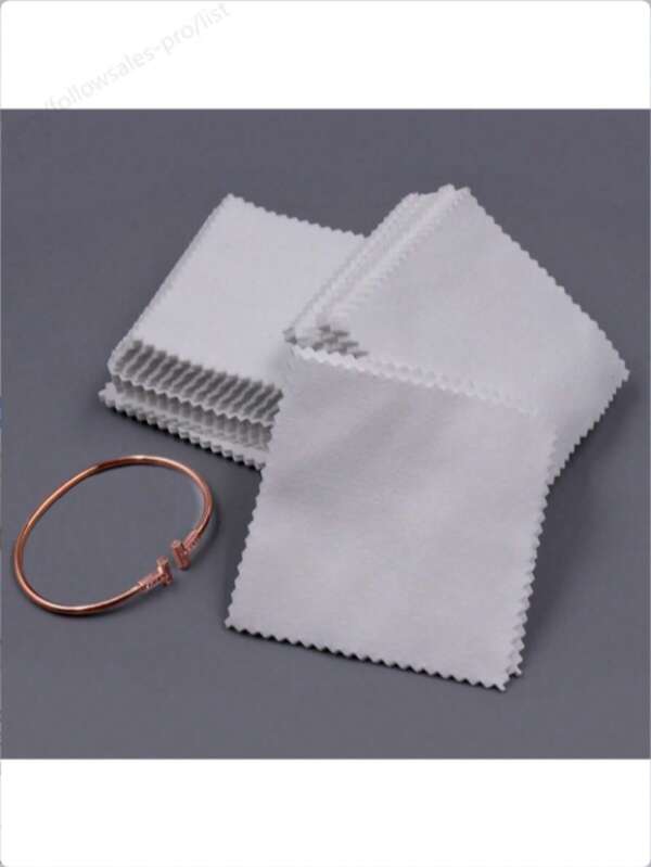 100 piezas Nuevo paño de pulido de joyería de unicolor plateado, paño de limpieza de gafas, paño de mantenimiento de joyería y relojes