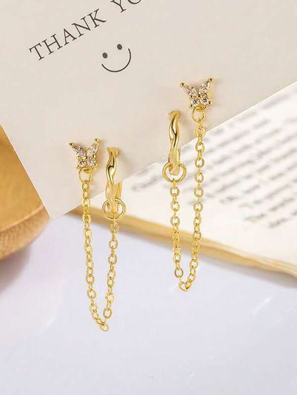 Minimalist Versatile Butterfly Stud Earring,Unique Tassel Earrings For Women, Elegant And Charming Ear Jewelry