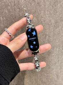 1条女士夏季度假风多功能星形水钻表链表带，适用于Band 8 Pro/9 Pro、8/8 NFC/9/9 NFC/10/10 NFC和Watch4/Watch5 - 銀色 - 查看 6