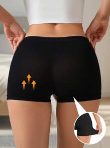 Damskie bezszwowe bokserki z niskim stanem, miękkie majtki, seksowna bielizna, czarne spodenki, majtki z podniesieniem pośladków, damskie oddychające majtki z materiału, minimalistyczny styl, modelujące, sportowe majtki, bielizna modelująca, odpowiednie na lato z sukienkami