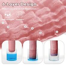 12pcs 20x10 Inch/12x12 Inch Muslin Baby Washcloths 100% O-Rganic Cotton,Baby Stuff,Baby Christmas Gift,Face Towels Wash Cloths For Baby Soft And Absorbent Baby Wipes (Gradient Pink),Burp Cloths Baby Girl,Muslin Burp Cloths,Six Middle School Pink - 彩色 - 查看 4