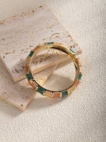 1 件时尚波西米亚风格锌合金和树脂彩色弹性手镯，适合女士 - 滴油款 - 查看 13